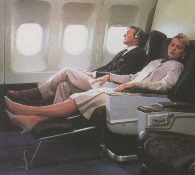 1990 The First Class Compartment with Sleeperette seats on a Pan Am Airbus A310.